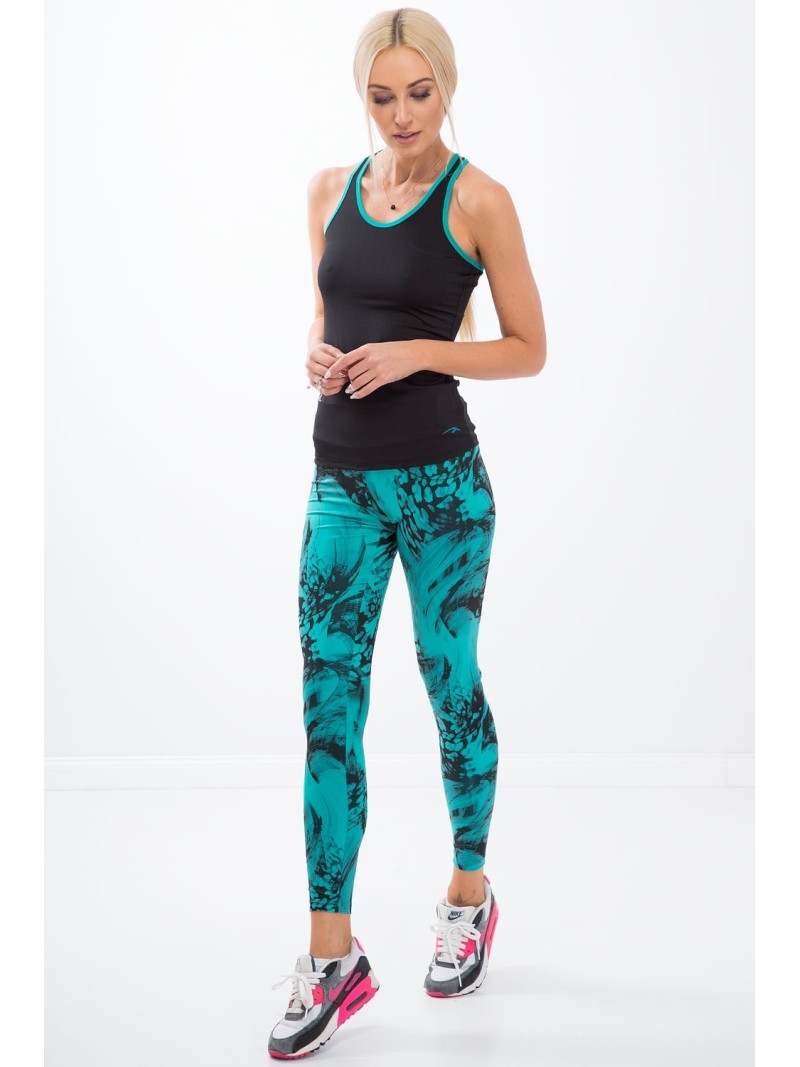 Mint leggings with black patterns H0060 - Online store - Boutique